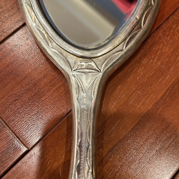 Vintage 800 Silver 5 Piece Vanity Set Comb Brushes and Mirror - Picture 11 of 14